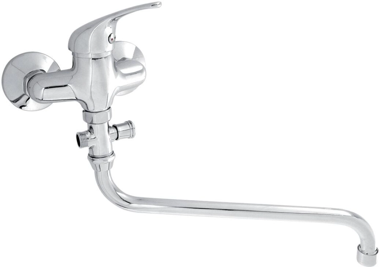 Wandgemonteerde badmengkraan TITANIA IRIS, chroom, uitloop 330 mm