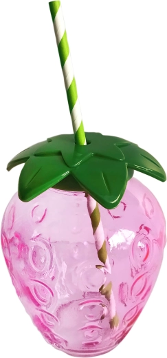 Mason-glas 550 ml in de vorm van een aardbei met groen deksel