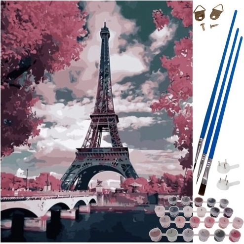Schilderen op nummer 40 × 50 cm – Eiffeltoren op frame