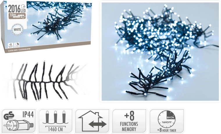Kerst LED-verlichting 15 m 2016 LED koud wit met timer