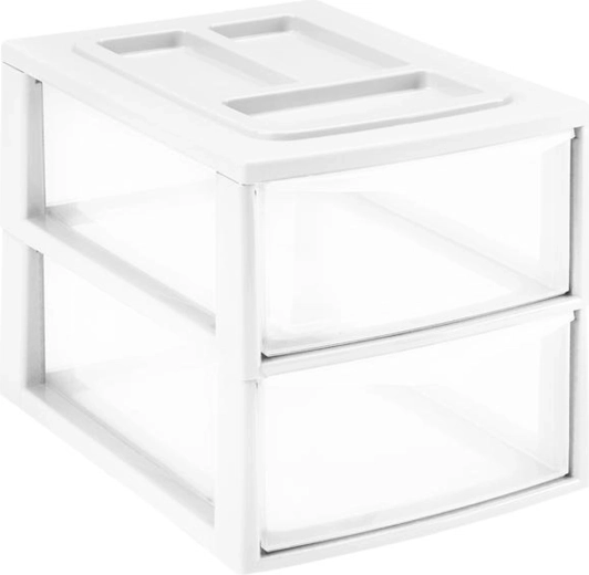 Plastic rek met twee laden 38 × 27 × 26 cm