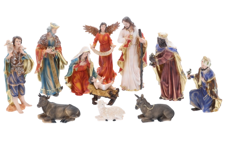 Kerststal – set van 11 polyresin figuren tot 46 cm