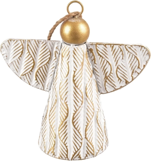 Gouden metalen hangdecoratie engel met bel