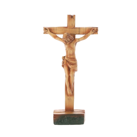 Staand kruis met figuur van Jezus, polyresin, 11 × 4,8 × 21,5 cm