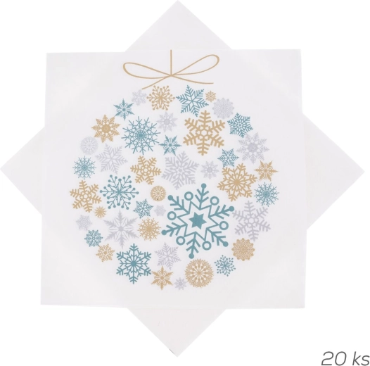 Papieren servetten met groen kerstbalmotief 33 × 33 cm, 20 stuks