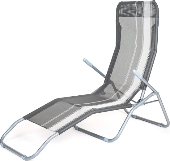 Opvouwbare tuinligstoel antraciet met strepen 142 × 60 × 96 cm, draagvermogen 100 kg