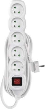 Verlengsnoer met schakelaar 5 stopcontacten 5 m wit