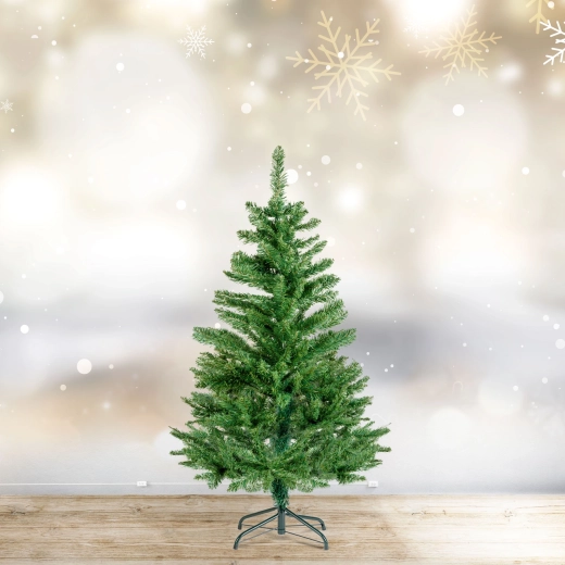 Kunstkerstboom van 120 cm van donkergroen PVC