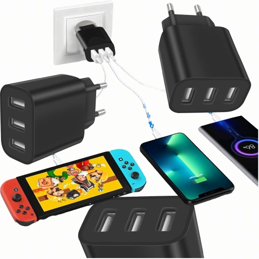 Krachtige netlader 3× USB 5V 3,4A
