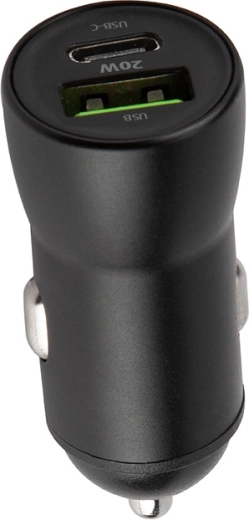 Autolader MAXLIFE MXCC-04 20W met USB-C en USB, zwart