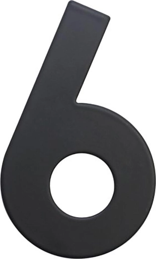 Huisnummer 6, 75 mm, roestvrij staal, matzwart