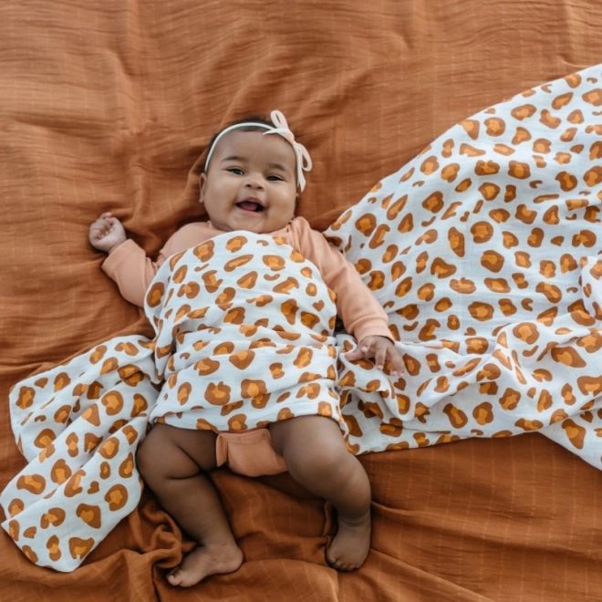 Tommy Lise katoenen mousselinedoek witte luipaard 120 × 120 cm