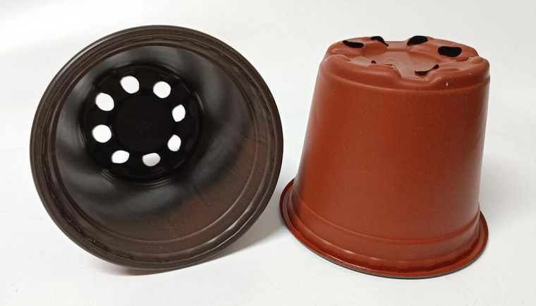 Lichtgewicht bloempot 10,7 cm terracotta/zwart