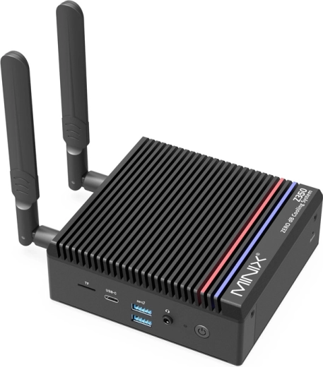 Mini-pc MINIX Z350 zonder ventilator, Intel Core i3‑N350, 16 GB RAM, 512GB NVMe SSD, 4K HDMI, Wi‑Fi 6
