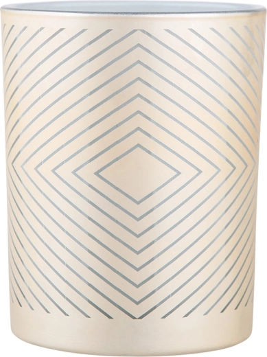 Glazen kaarshouder beige-wit met geometrisch decor 10 × 12,5 cm