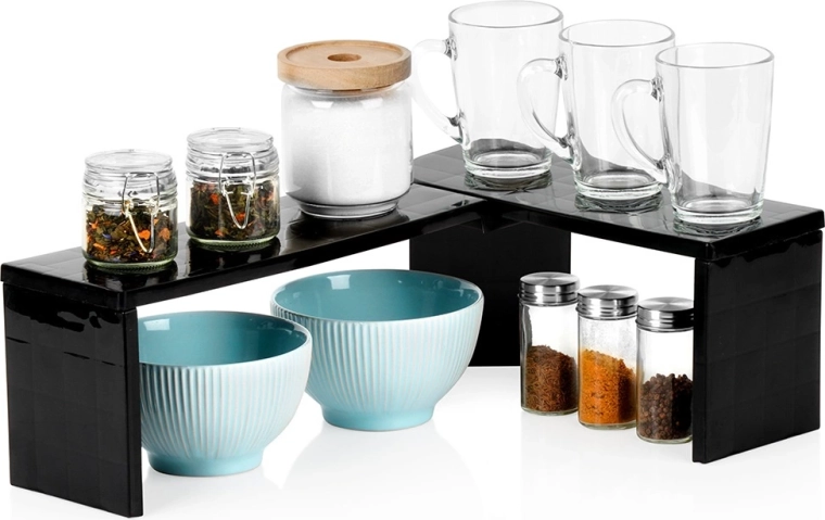 Hoekkeukenrek, zwart, 47 × 32 × 15,5 cm