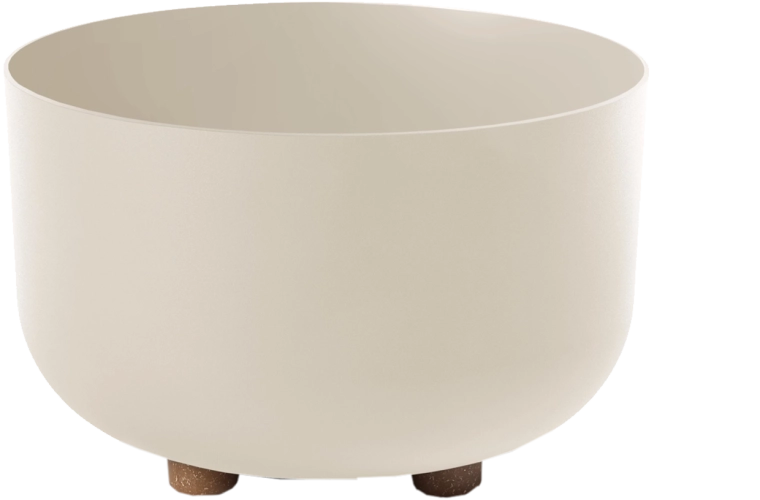 Bloemenkom Sofia 27 cm van gerecycled plastic, beige mat