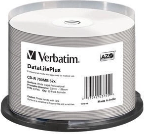 Verbatim DataLifePlus CD-R 700 MB 52x met bedrukbaar oppervlak - 50 stuks