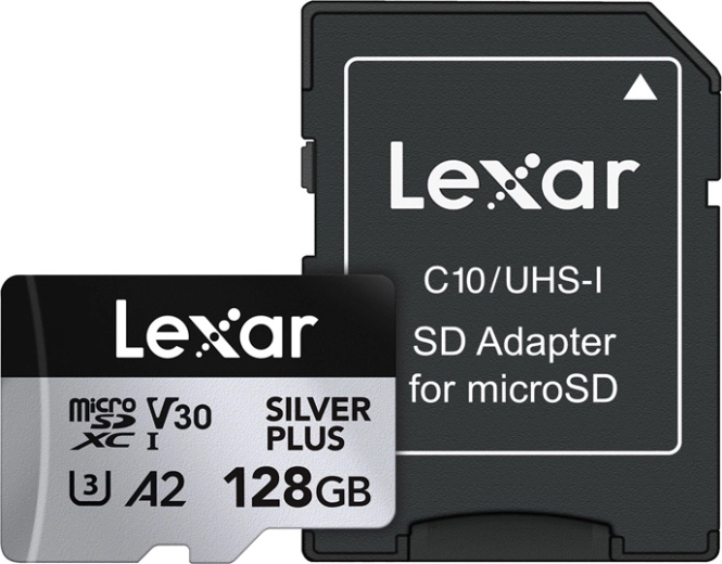 Lexar Silver Plus microSDXC 128 GB-geheugenkaart met adapter