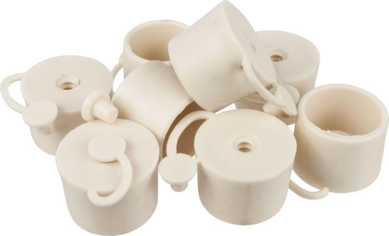 Giststop met afsluiting, 43 × 40 mm, wit