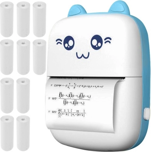 Draagbare thermische mini-printer IZOXIS met kattendesign en 11 rollen papier