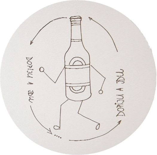 Houten onderzetter met opschrift „Dopiju…” 10 cm