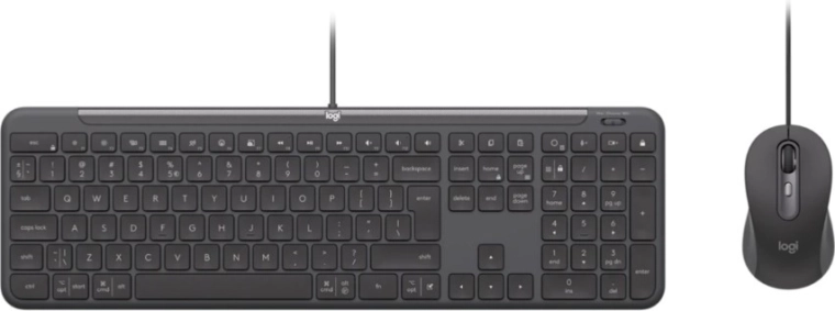 Logitech bedrade toetsenbord- en muisset voor bedrijven, grafiet (US)