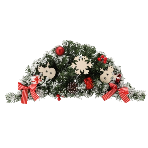 Hangende kerstkrans 60 cm wit‑rood