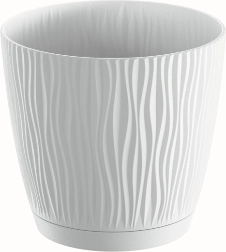 Bloempot Sandy P met schotel, wit, 12,9 cm