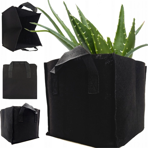 Textiele kweekzak van stof met handgrepen 26,5 l, zwart