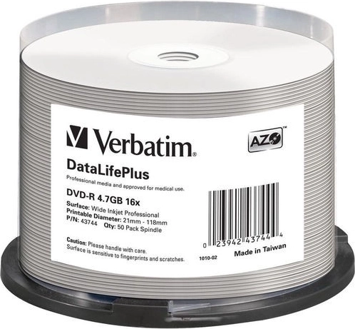 Verbatim DataLifePlus DVD-R 4,7 GB 16x met bedrukbaar oppervlak - 50 stuks