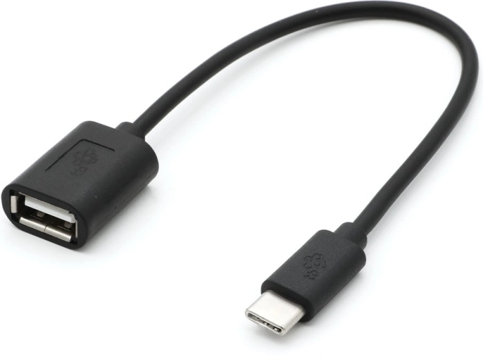 OTG-kabel USB-C naar USB-A, 15 cm, zwart