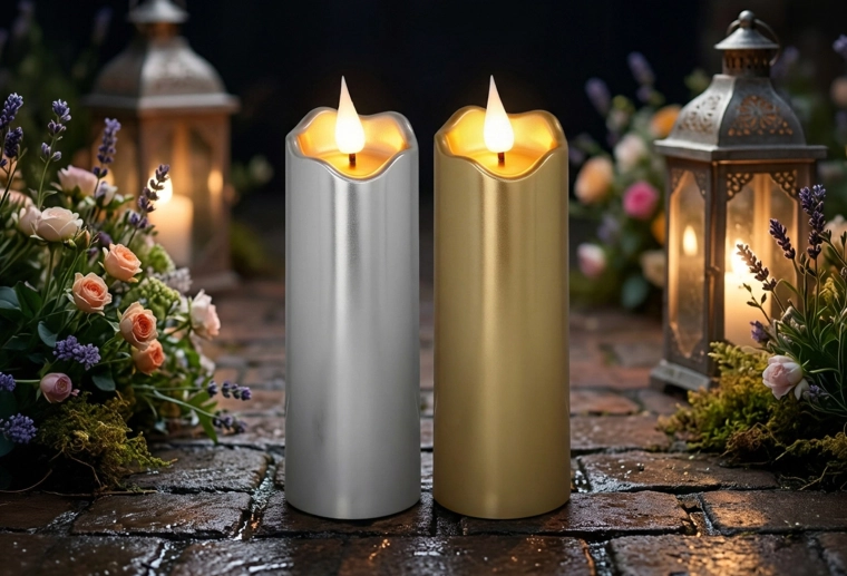 LED-kaars 5 × 15,5 cm goud/zilver