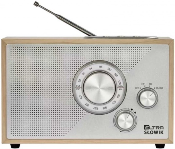 Tafelradio Słowik met USB en Bluetooth, lichtbruin hout