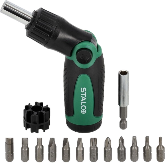 Ratchetschroevendraaier met scharnier STALCO, set van 13 stuks