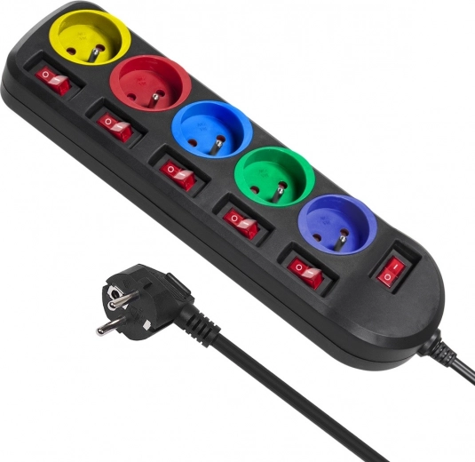 Verlengsnoer 1,5 m, 5 stopcontacten