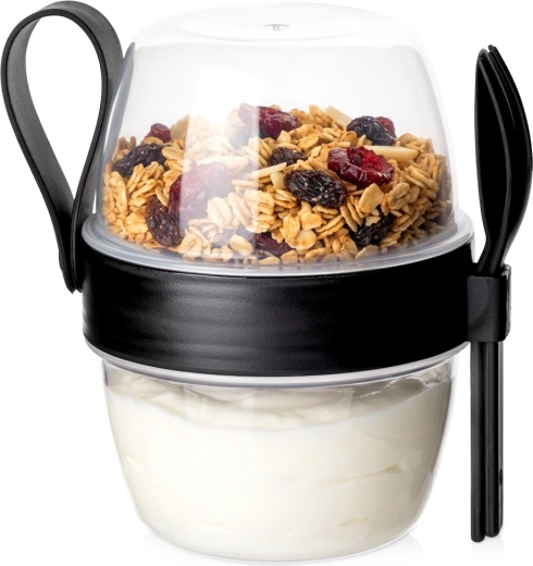 Vilde dubbelkamer-yoghurtbeker met lepel en vork 600 ml