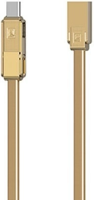 Gouden 3-in-1 laad- en datakabel REMAX (USB‑C, Micro‑USB, Lightning) 1 m