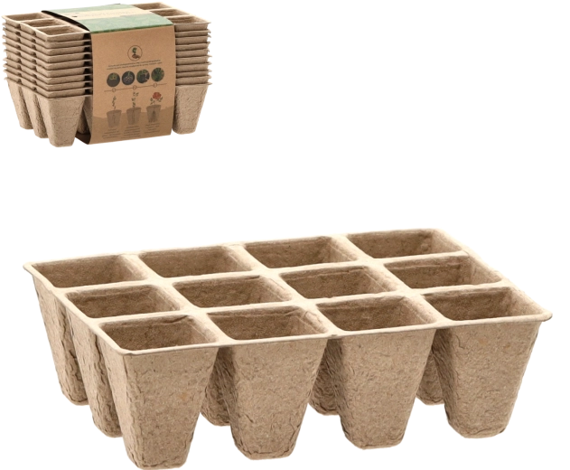 Set van 10 turfzaaitrays met potjes 15,5 × 11,5 × 5 cm