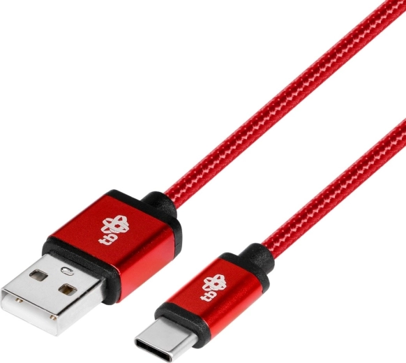 Laad- en datakabel usb‑c 1,5 m – robijnrood, gevlochten