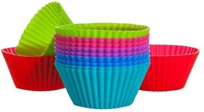 Siliconen bakvormpjes voor muffins en cupcakes 6 × 2,7 cm, mix van kleuren, 12 stuks CULINARIA Red