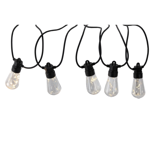 Tuinlichtsnoer 20 m, 20 LED, warm wit, IP44, 12 V met bevestigingen