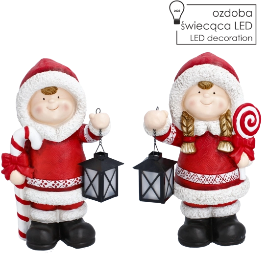 Kerstfiguur kind met LED-lampion 40 cm - 1 stuk