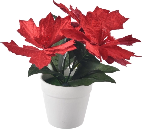 Kunst kerstster van kunststof rood 25 cm