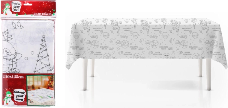 Kersttafelkleed om in te kleuren 240 × 135 cm polyester