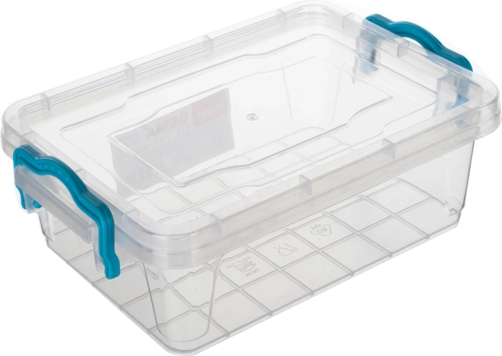 GEMA doos rechthoekig 1,2 l met turquoise handgrepen