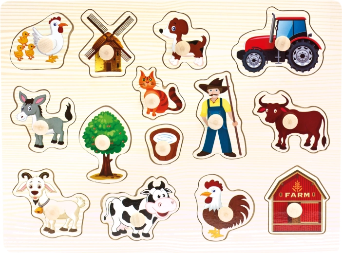 Bino houten puzzel boerderij 14 stukjes