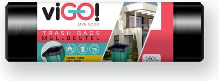 Afvalzakken 160 l VIGO DeLuxe, zwart, 10 stuks