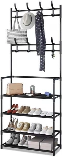 Staande kledinghanger met planken zwart 80 × 26 × 150,5 cm