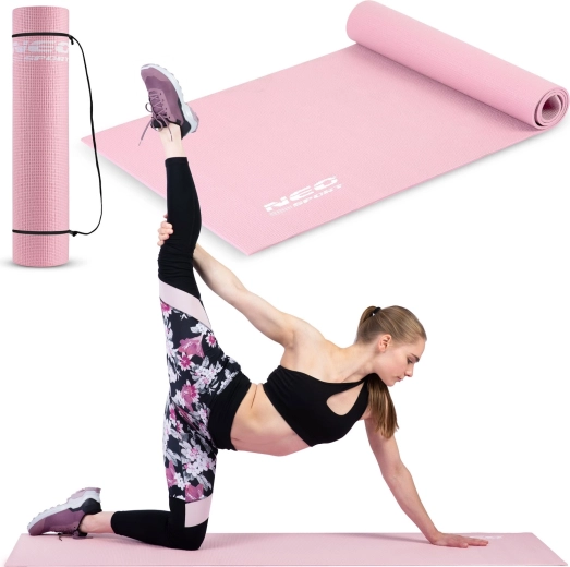 Roze fitnessmat NEO SPORT 173 × 61 × 0,6 cm met draagband